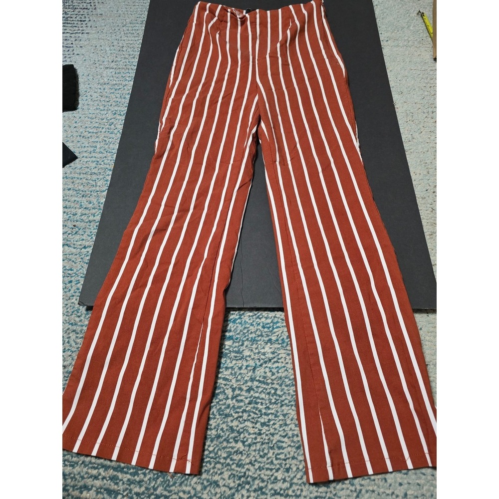 Forever 21 Rust/white striped boot cut stretch pant, made well, super comfySZ MD